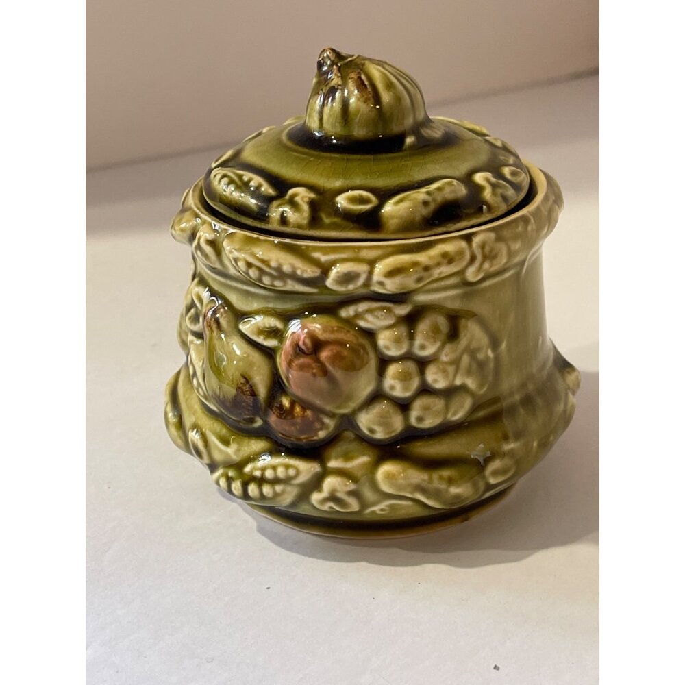 Vintage 60s Tilso Japan Avocado Green Sugar Bowl Japan